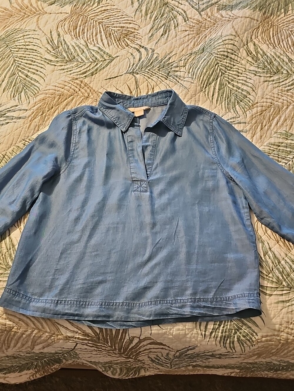 Light Blue Collared Denim-look Shirt
